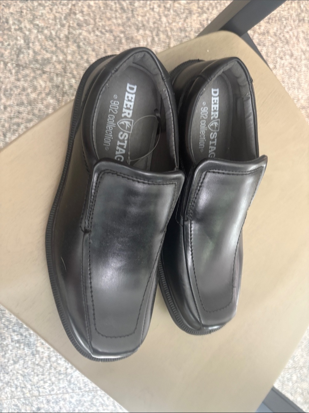 Deer Stags Black Slip-On Leather Loafers